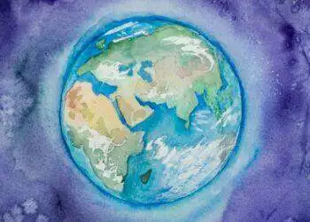 Watercolor painting of Earth from space (Unsplash | Elena Mozhvilo)