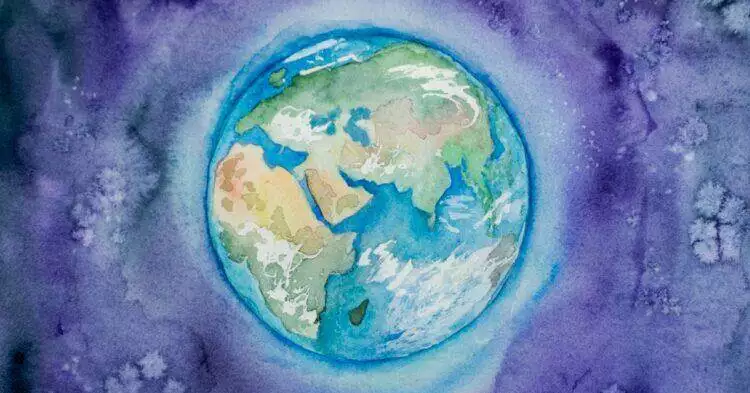Watercolor painting of Earth from space (Unsplash | Elena Mozhvilo)