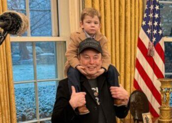 Elon Musk and his son, X