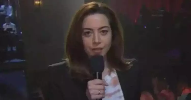 Aubrey Plaza at SNL 50th Anniversary event (SNL/NBC)