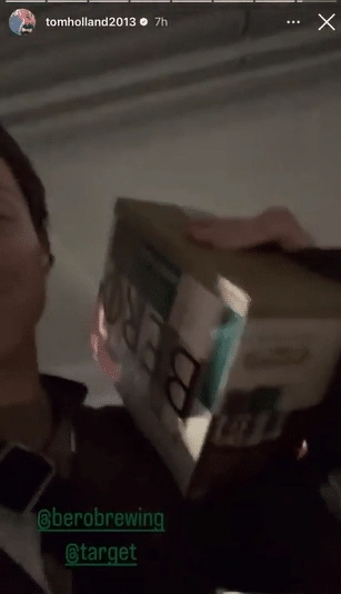 Screenshot from Instagram Stories of Tom Holland holding up Bero case (Instagram | tomholland2013)