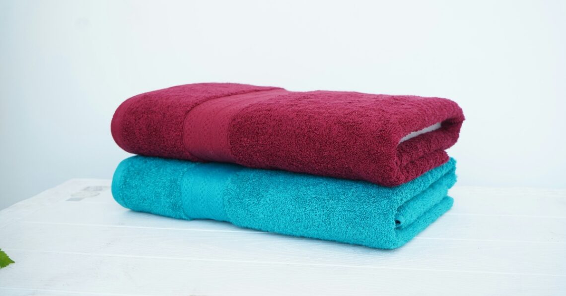 Red and Blue folded towels