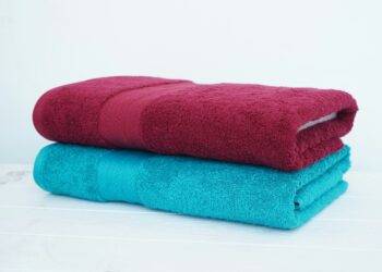 Red and Blue folded towels