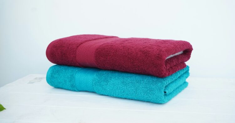 Red and Blue folded towels