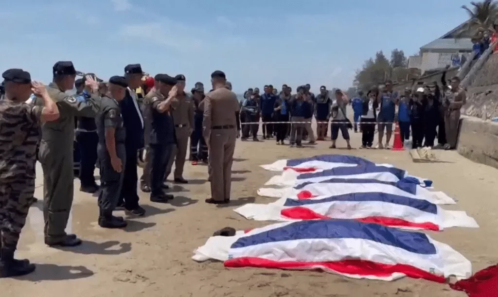Funeral held for police officers who died in plane crash in Thailand.