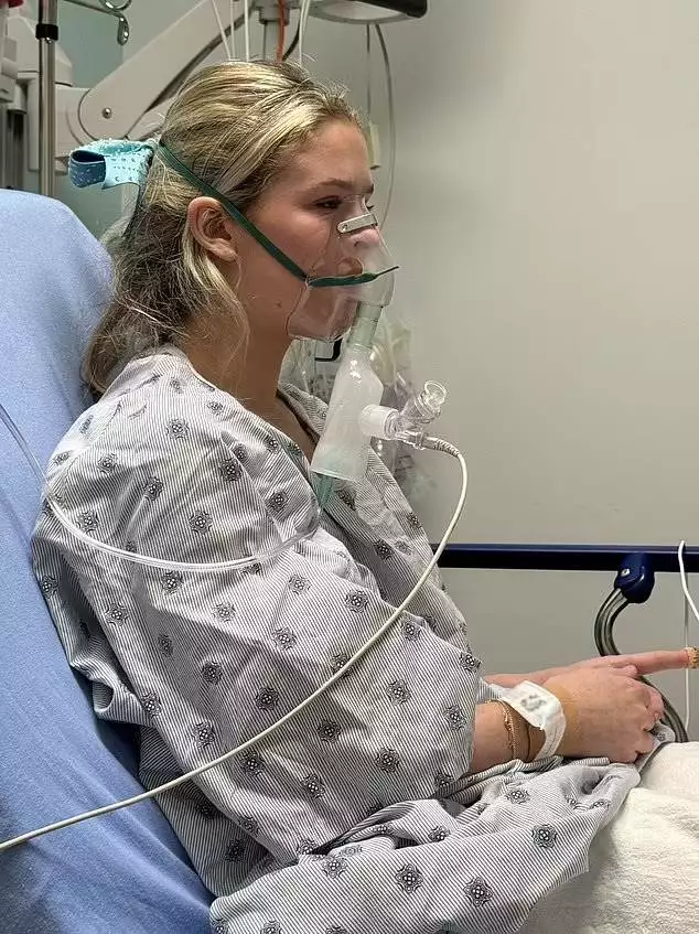 Brianne Cullen in the hospital on inhaler