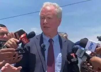 Senator Van Hollen talking to the press