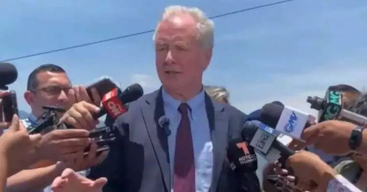 Senator Van Hollen talking to the press