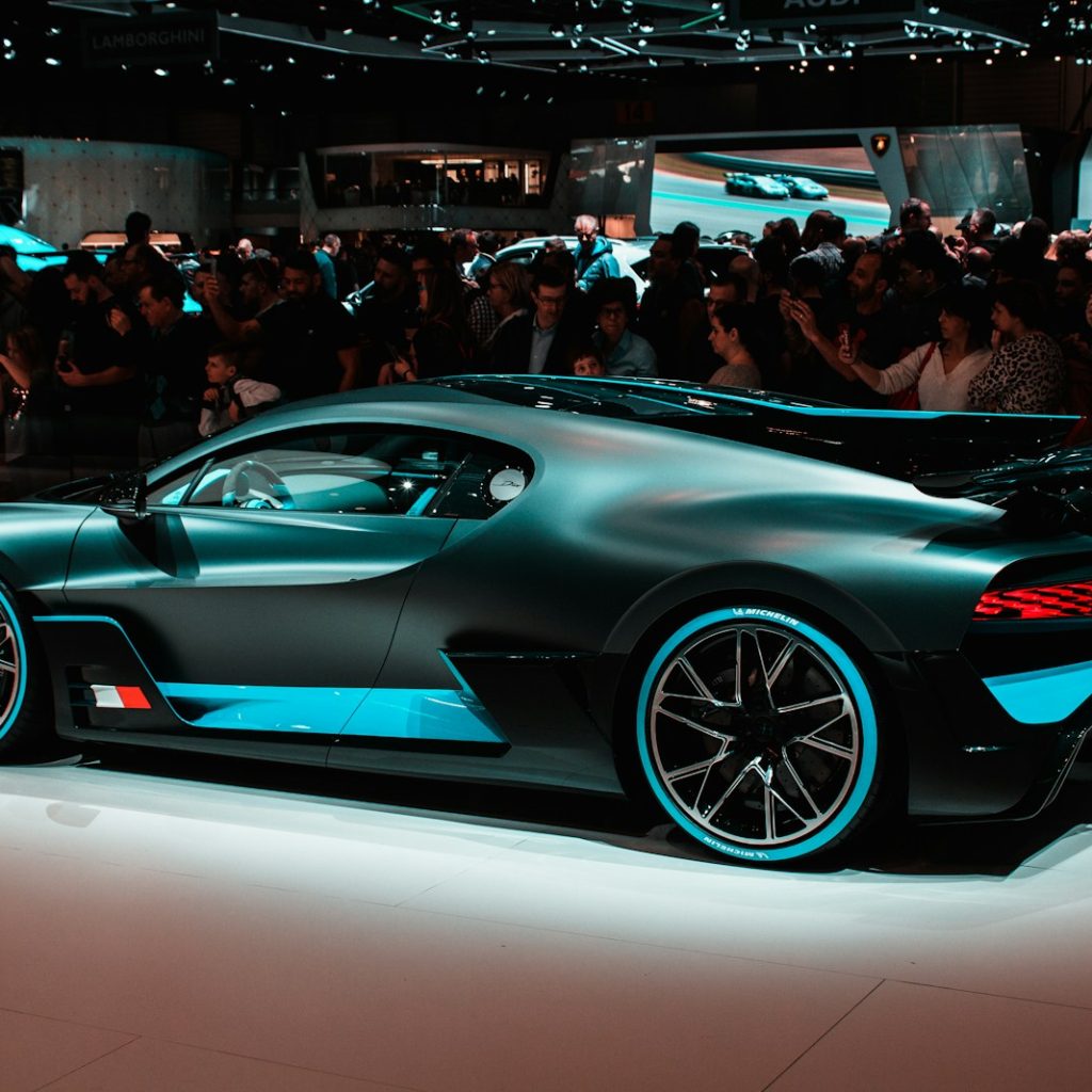 parked black supercar