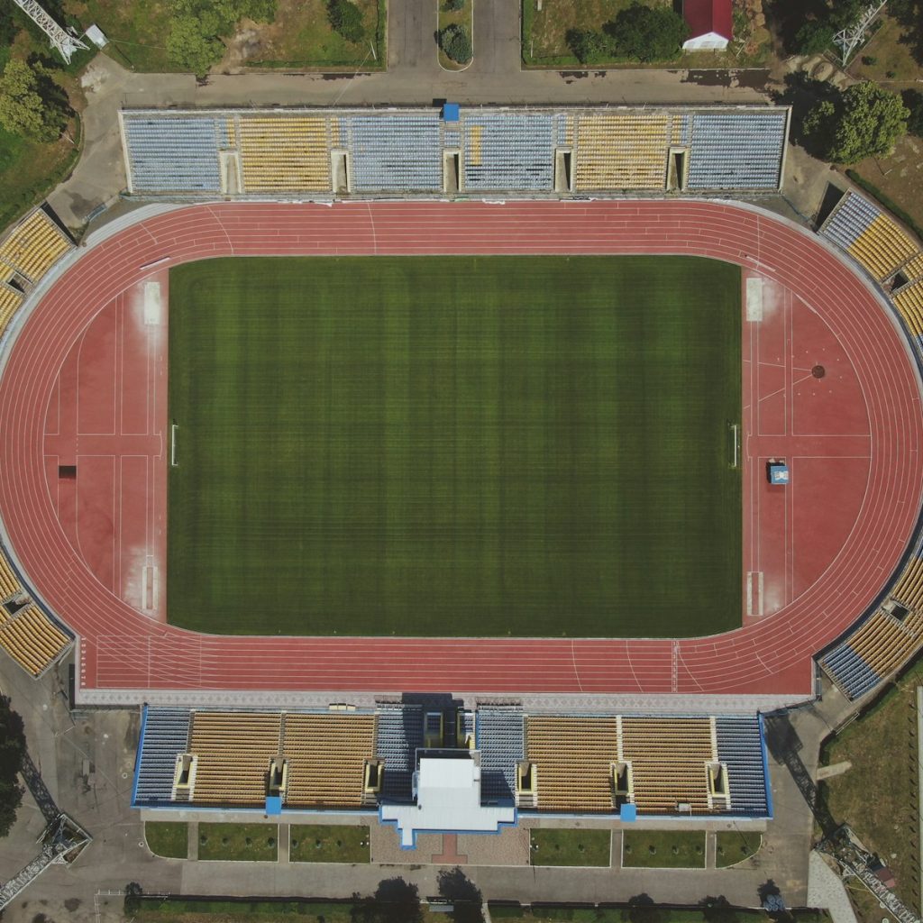 aerial view of soccer field during daytime