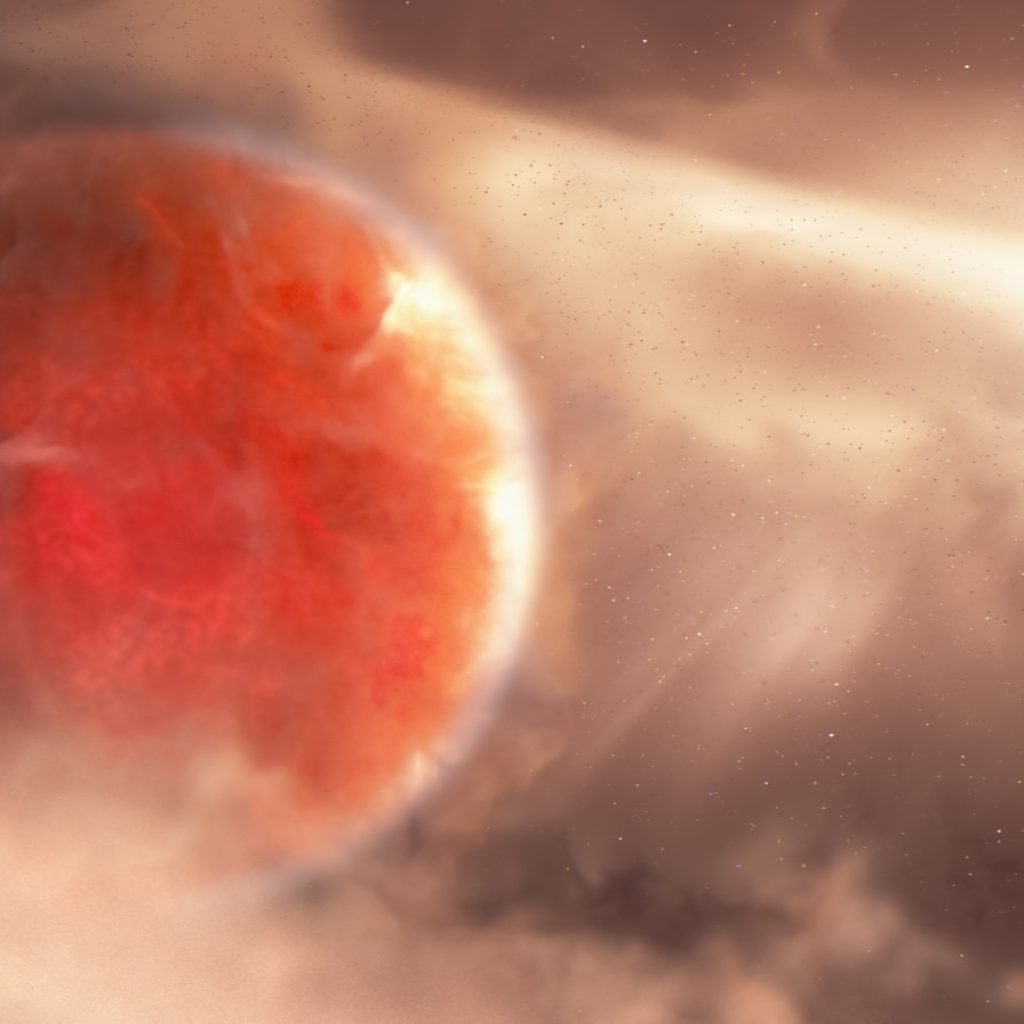 an image of a red object in the sky
