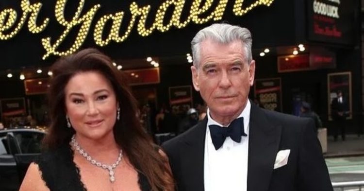 Keely Shaye Smith and Pierce Brosnan embracing Smith's transformation