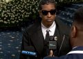 A$AP Rocky speaking to reporters on Met Gala red carpet