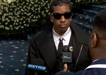 A$AP Rocky speaking to reporters on Met Gala red carpet