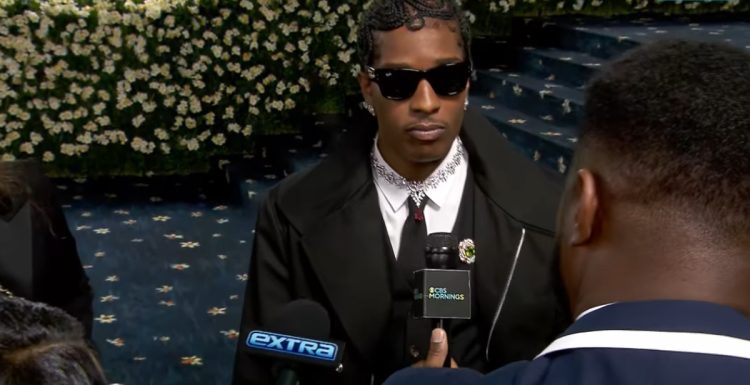 A$AP Rocky speaking to reporters on Met Gala red carpet
