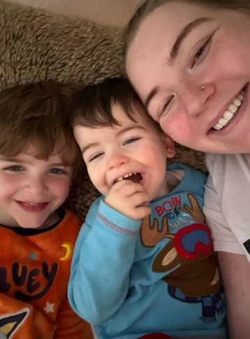 Chester with his mother and older brother