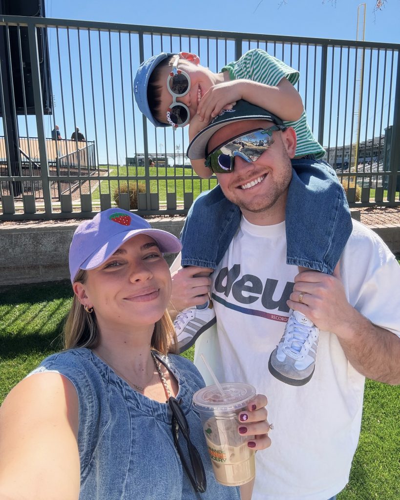 Emilie Kiser with husband Brady and son Trigg