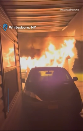 Footage of garage on fire captured by teens