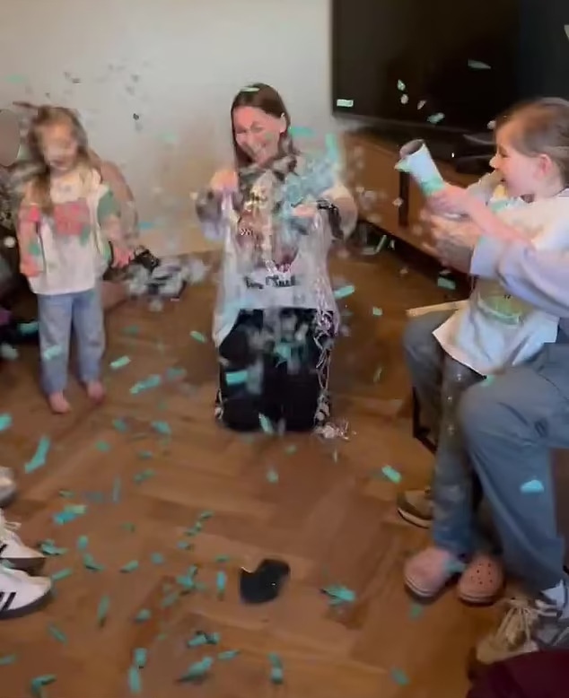 Screenshot from video of Jess Gildenhuys gender reveal party