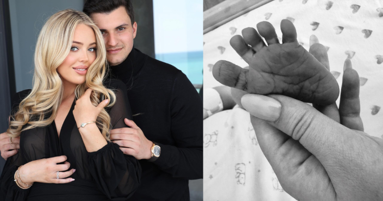 Tiffany Trump and Michael Boulos and picture of their son's foot