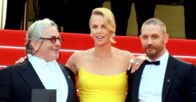 Tom Hardy, Charlize Theron and George Miller in Mad Max premiere
