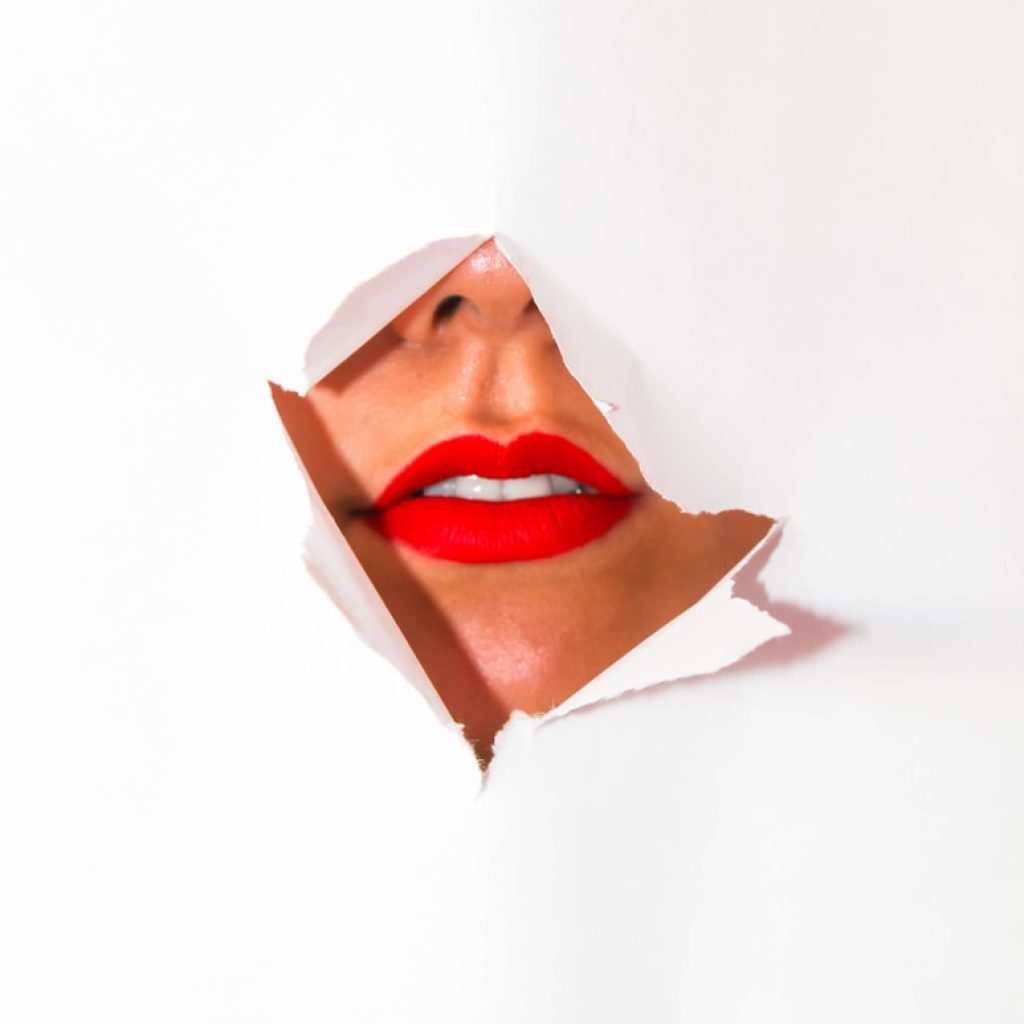 woman with red lips