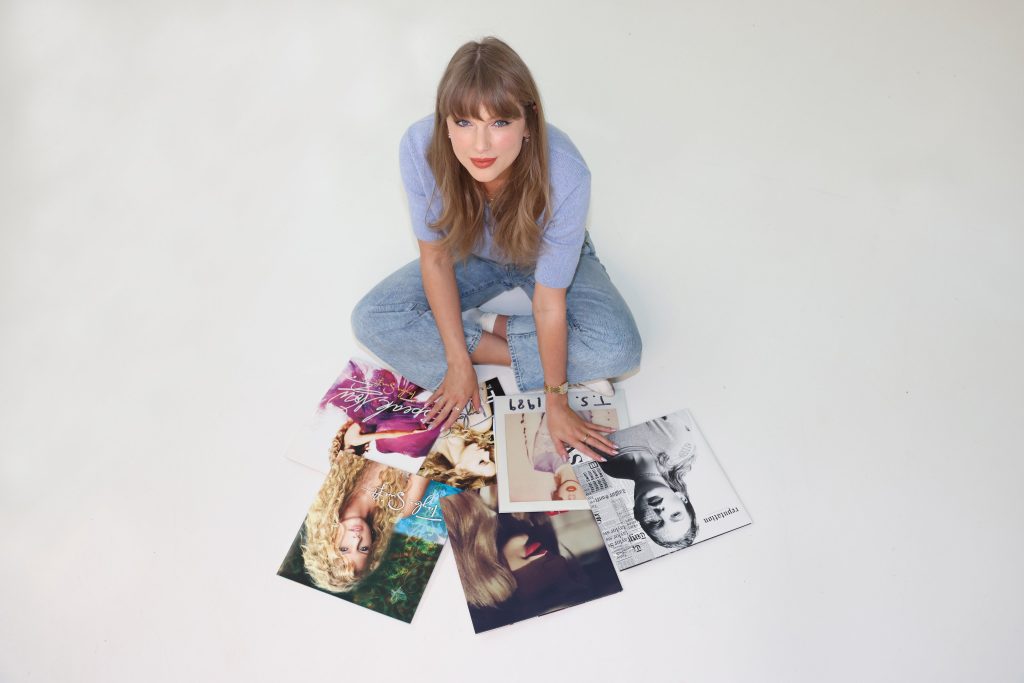 Taylor Swift with her first six albums