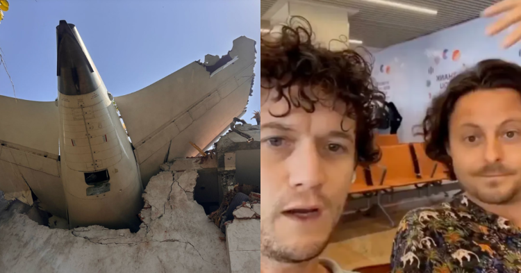 Air India flight wreckage in Ahmedabad and screengrab from couple on board the plane