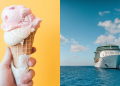 Ice cream cone and cruise ship