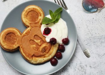 Mickey Mouse pancake on a plate