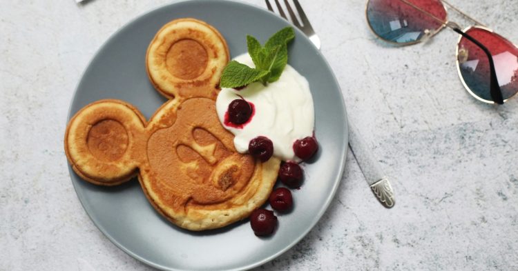 Mickey Mouse pancake on a plate