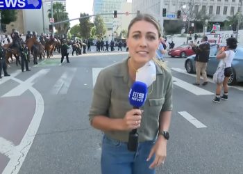 Nine News reporter at the LA protests