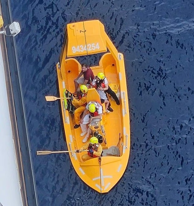 Rescue Boat saving father and daughter