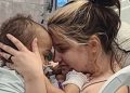 Madeline Dunn and her toddler Kai at the hospital
