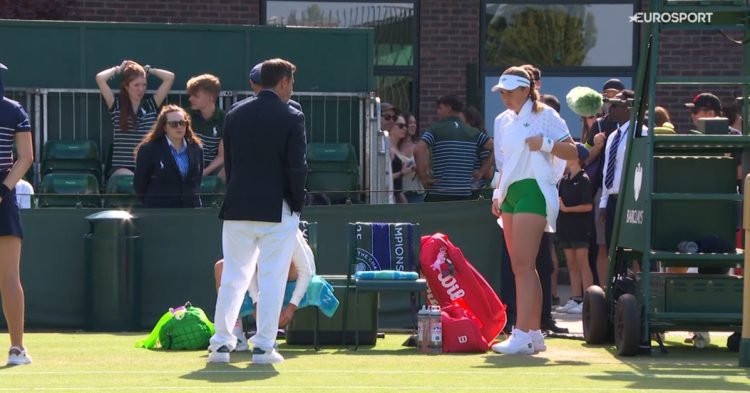Jelena Ostapenko lifting up her skirt