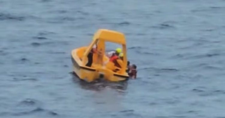 Rescue Boat saving father and daughter