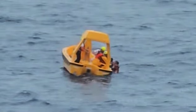Rescue Boat saving father and daughter