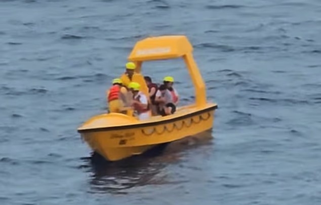 Rescue Boat saving father and daughter