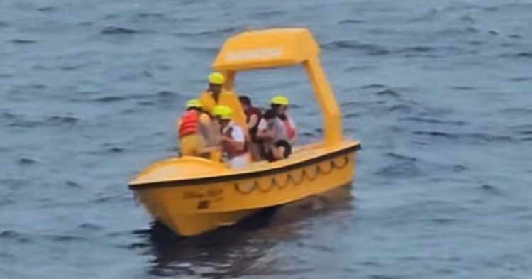 Rescue Boat saving father and daughter