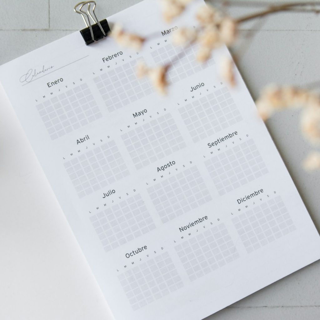 Paper calendar on table